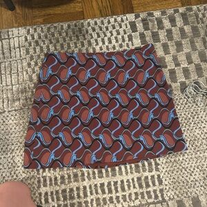 Mango Mini Skirt - Brown and Blue Pattern